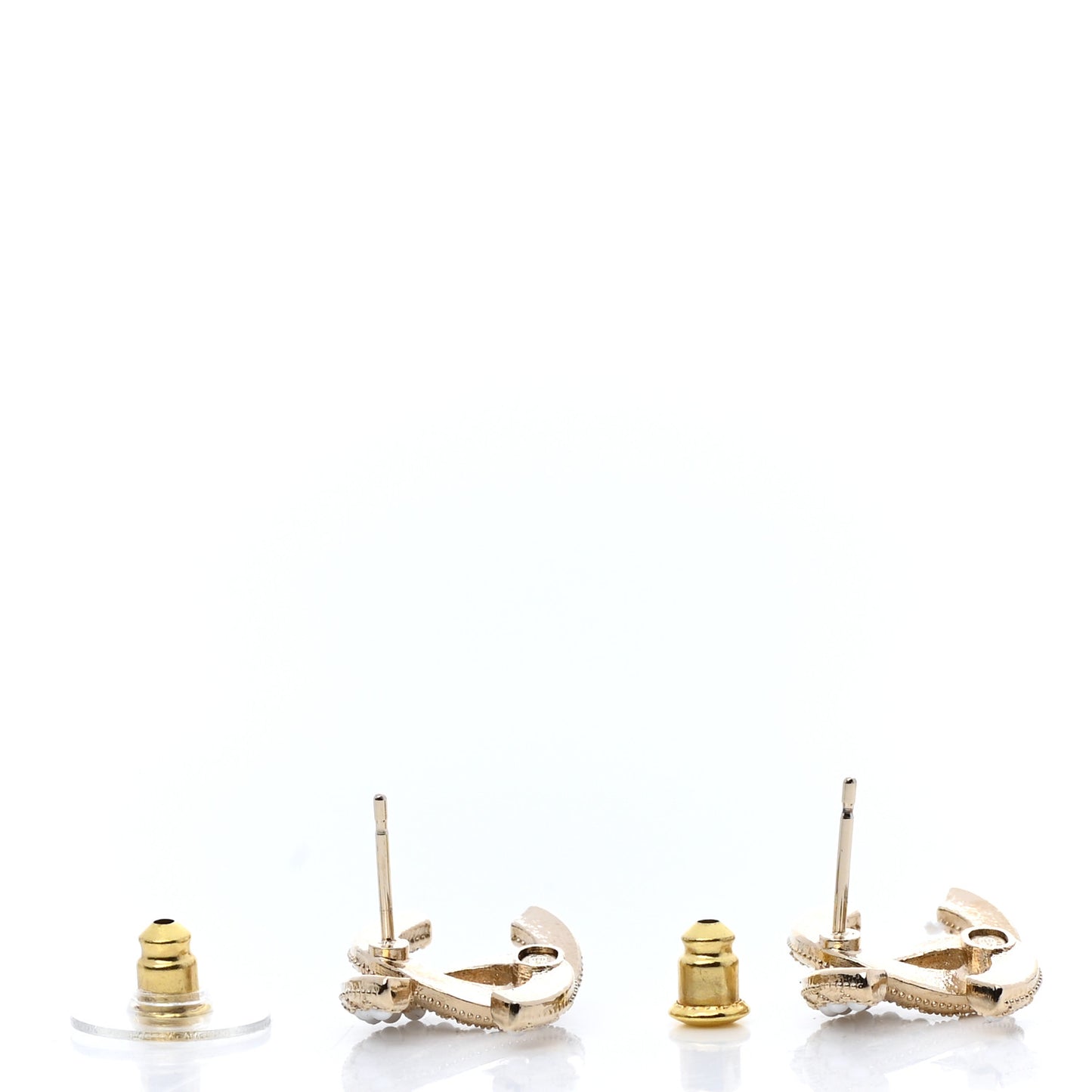 Resin Pearl CC Earrings Gold Black