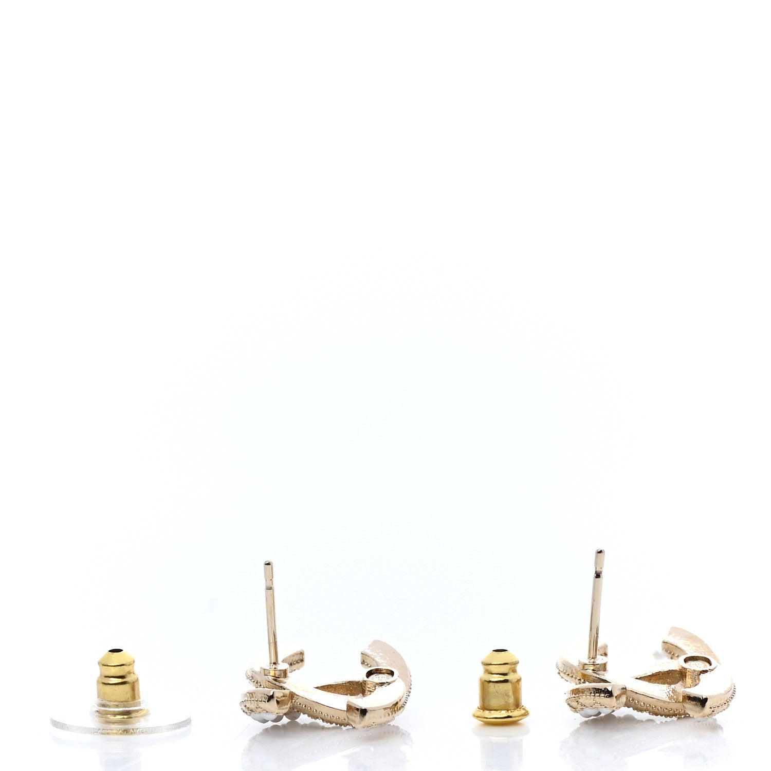 Chanel Resin Pearl CC Earrings Gold Black 3 of 6