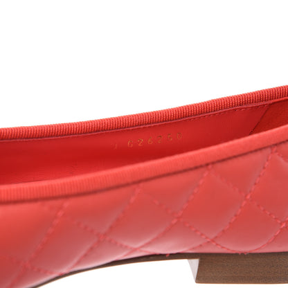 Chanel Lambskin Quilted CC Cap Toe Ballerina Flats 37 Light Red 8 of 9