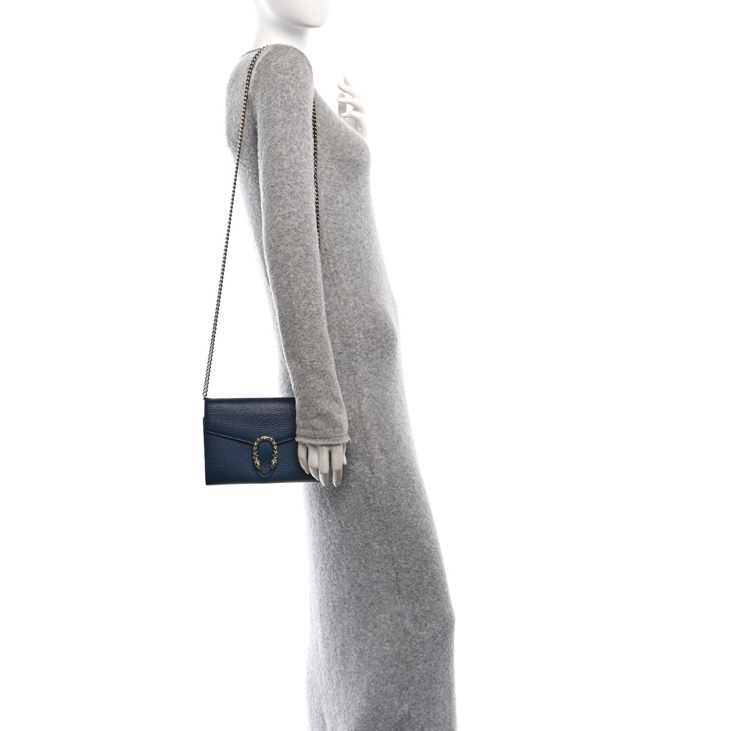 Gucci Dollar Calfskin Crystal Mini Dionysus Chain Wallet Blue Agata Black Diamond 2 of 12