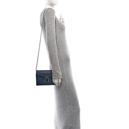 Gucci Dollar Calfskin Crystal Mini Dionysus Chain Wallet Blue Agata Black Diamond 2 of 12