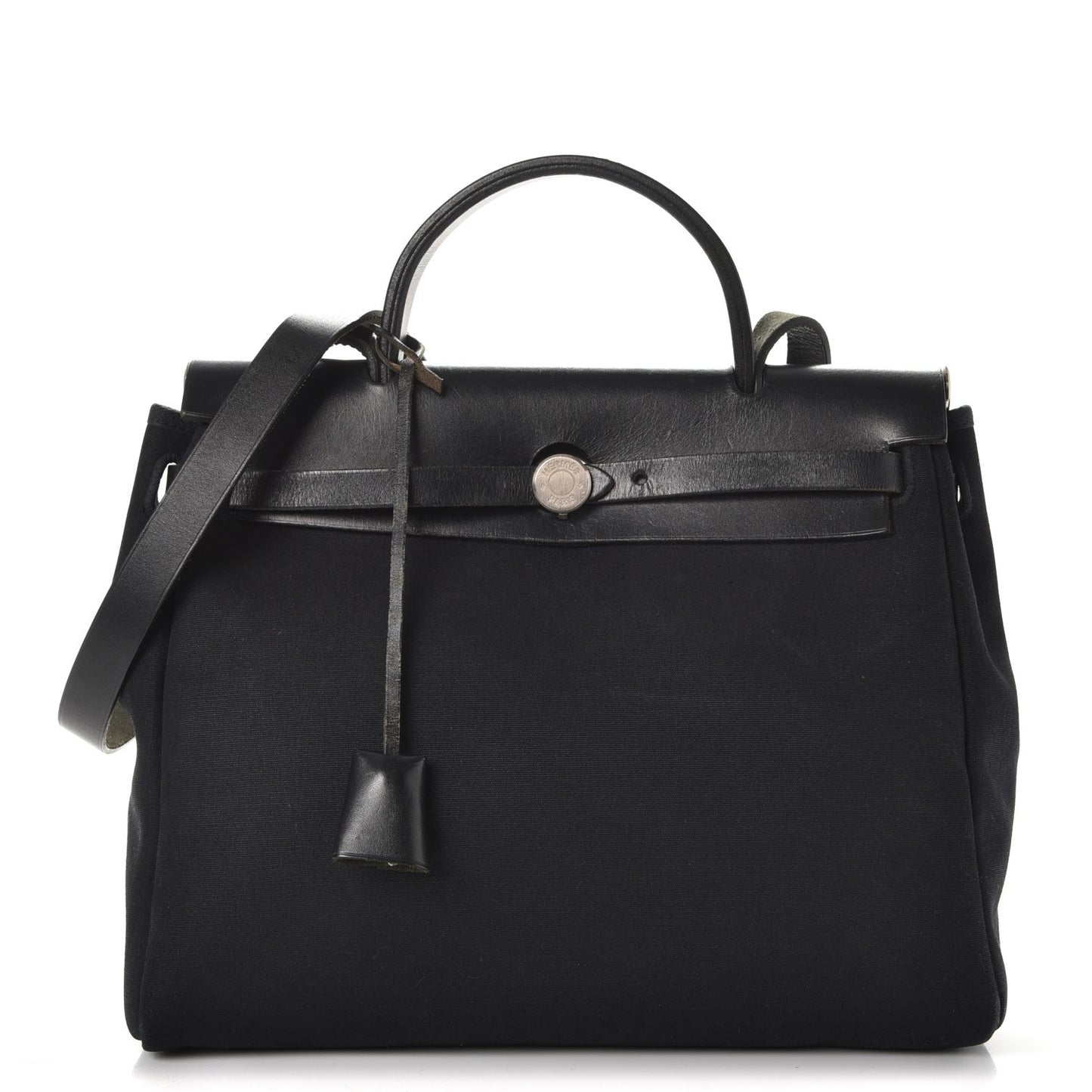Toile Vache Calfskin Herbag 30 PM Natural Black