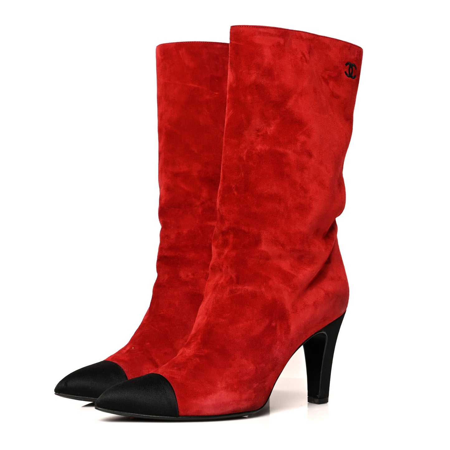 Suede Calfskin Satin Gabrielle Cap Toe Short Boots 39 Red Black