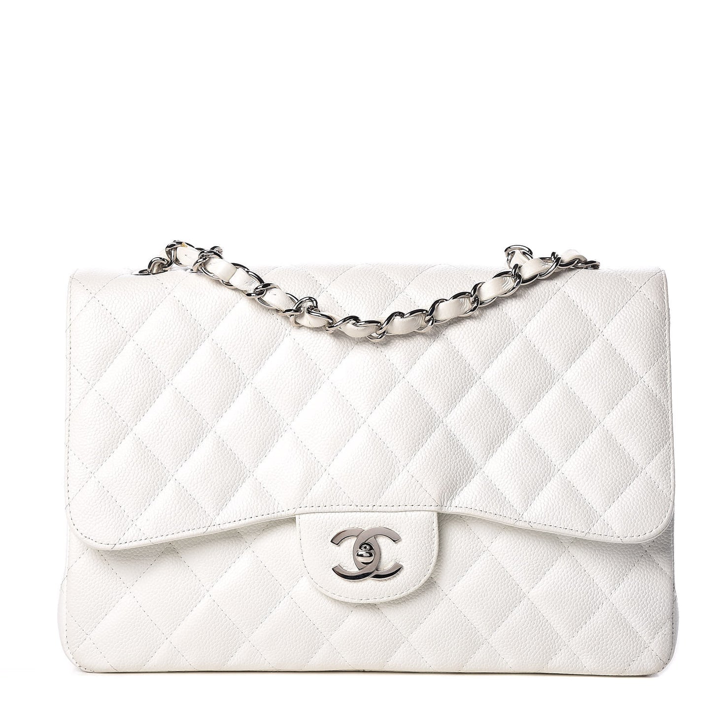 Caviar Quilted Jumbo Single Flap White