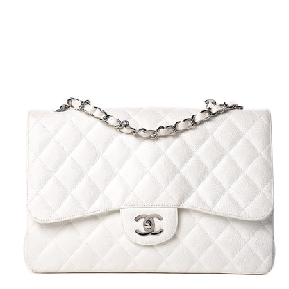 Chanel Caviar Quilted Jumbo Single Flap White 1 of 18