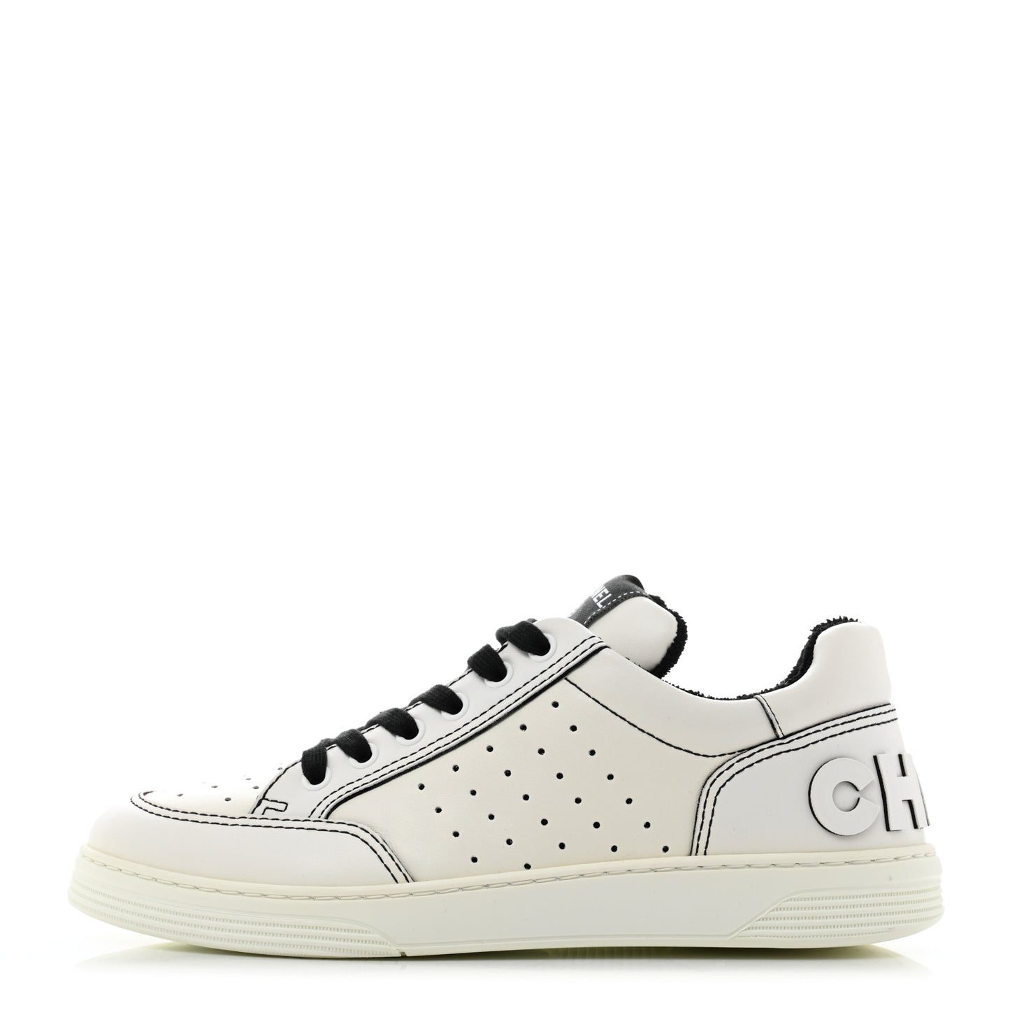 Calfskin Womens Logo Sneakers 39 White Black