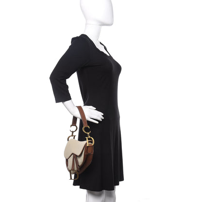 Christian Dior Canvas Calfskin Saddle Bag Beige 2 of 10