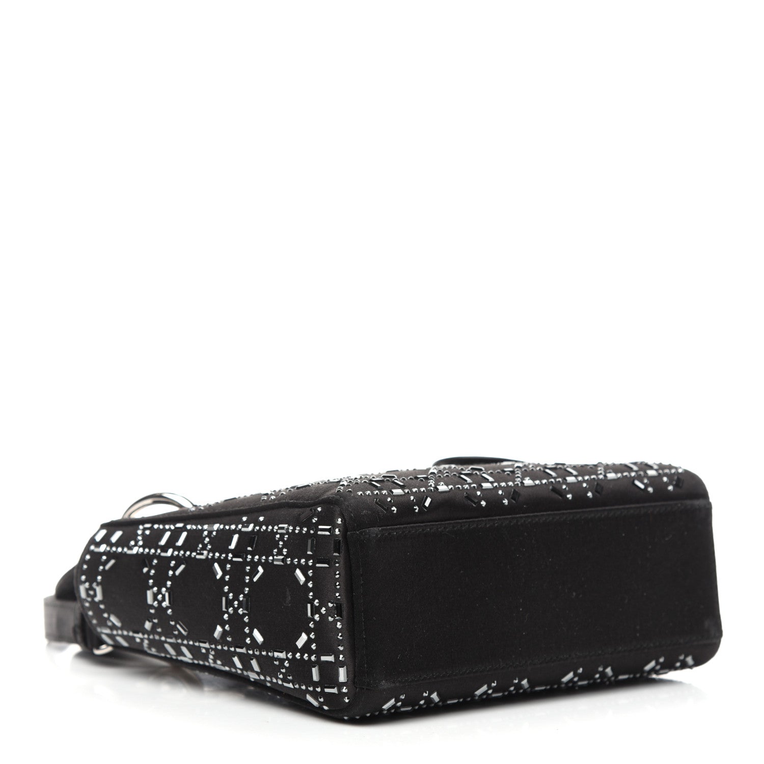 Christian Dior Satin Crystal Cannage Mini Lady Dior Black 4 of 9