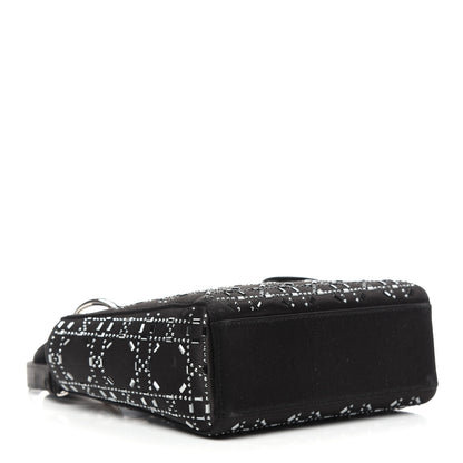Christian Dior Satin Crystal Cannage Mini Lady Dior Black 4 of 9