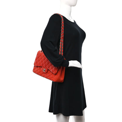 Chanel Lambskin Quilted Jumbo Double Flap Red 2 of 13