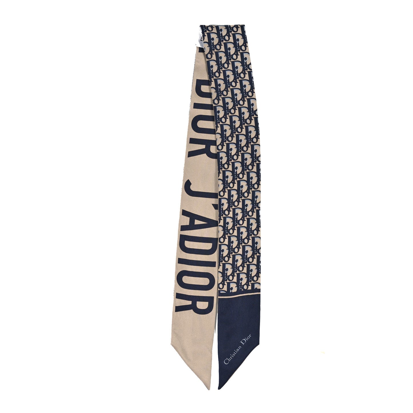 CHRISTIAN DIOR Silk Oblique Mitzah Scarf Blue