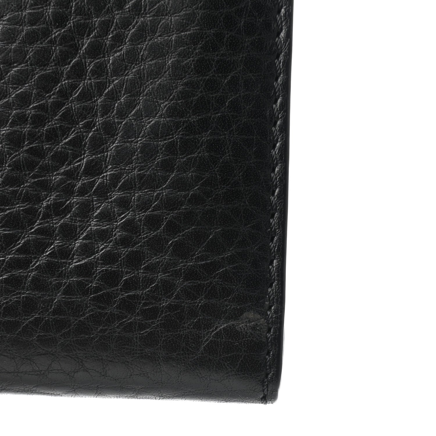 Burberry Signature Grain Calfskin Check Embossed Zip Wallet Black 6 of 11