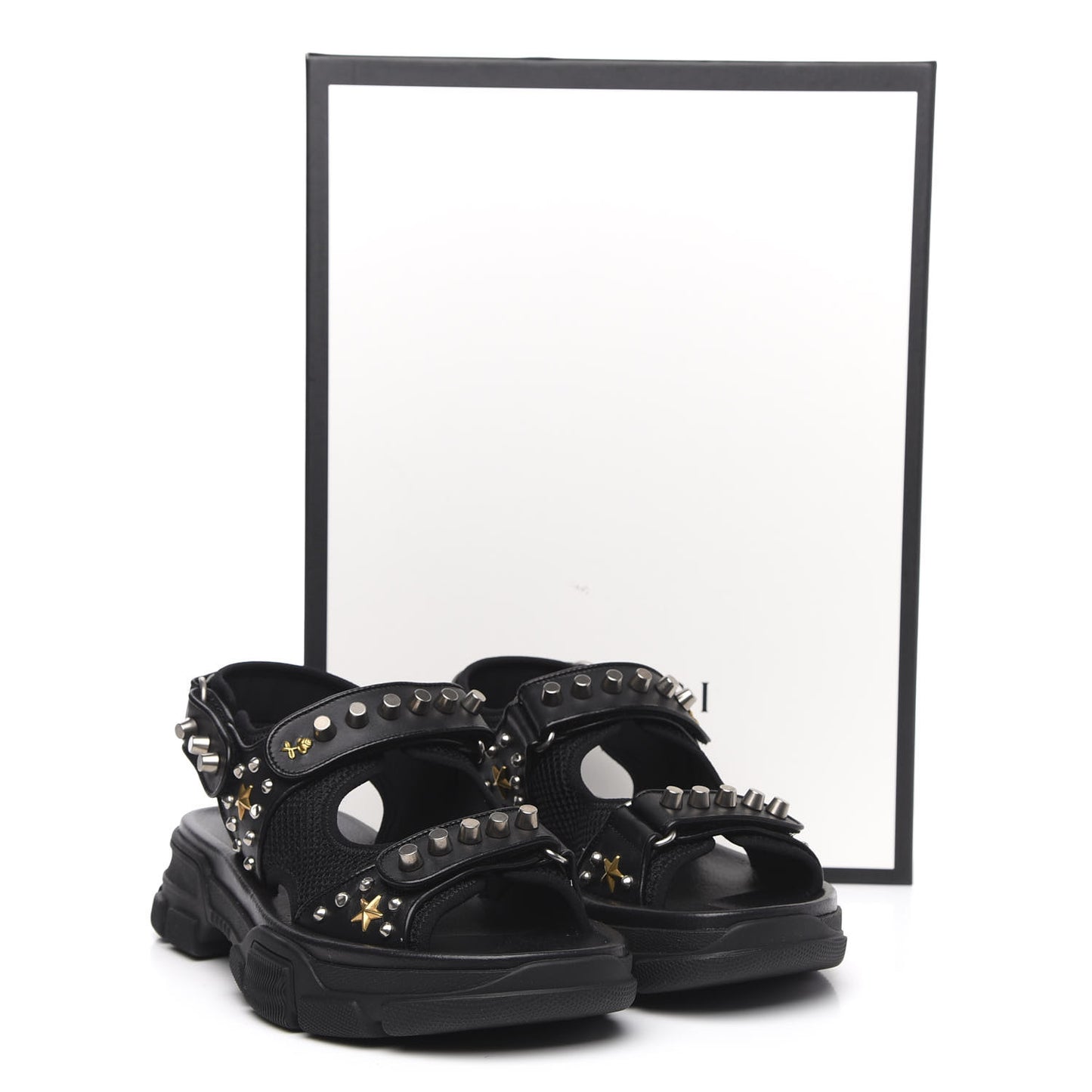 Technical Studded Canvas Calfskincandals 7 Black