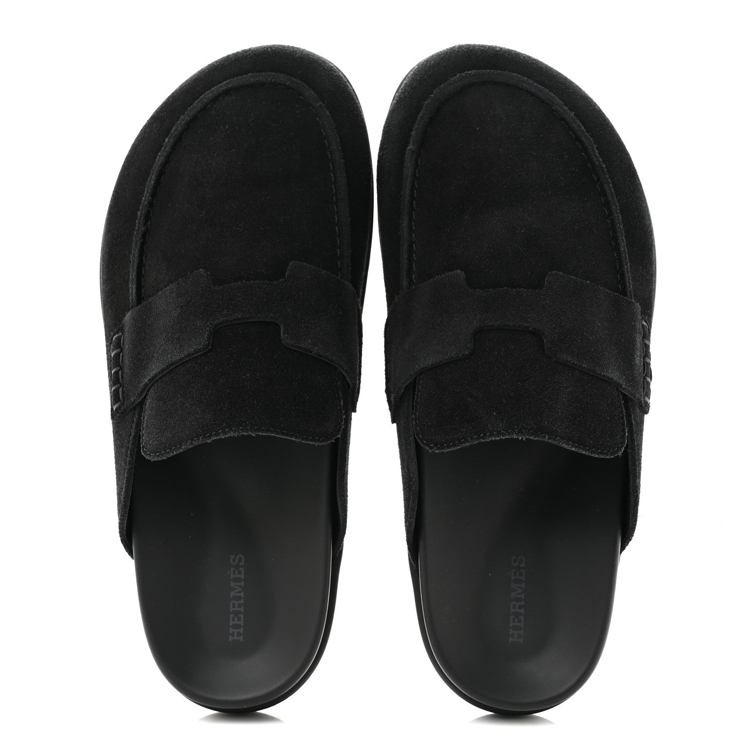 Hermes Suede Calfskin Go Mules 40 Black 2 of 9