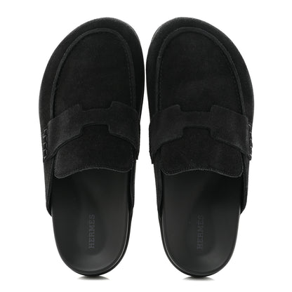 Hermes Suede Calfskin Go Mules 40 Black 2 of 9