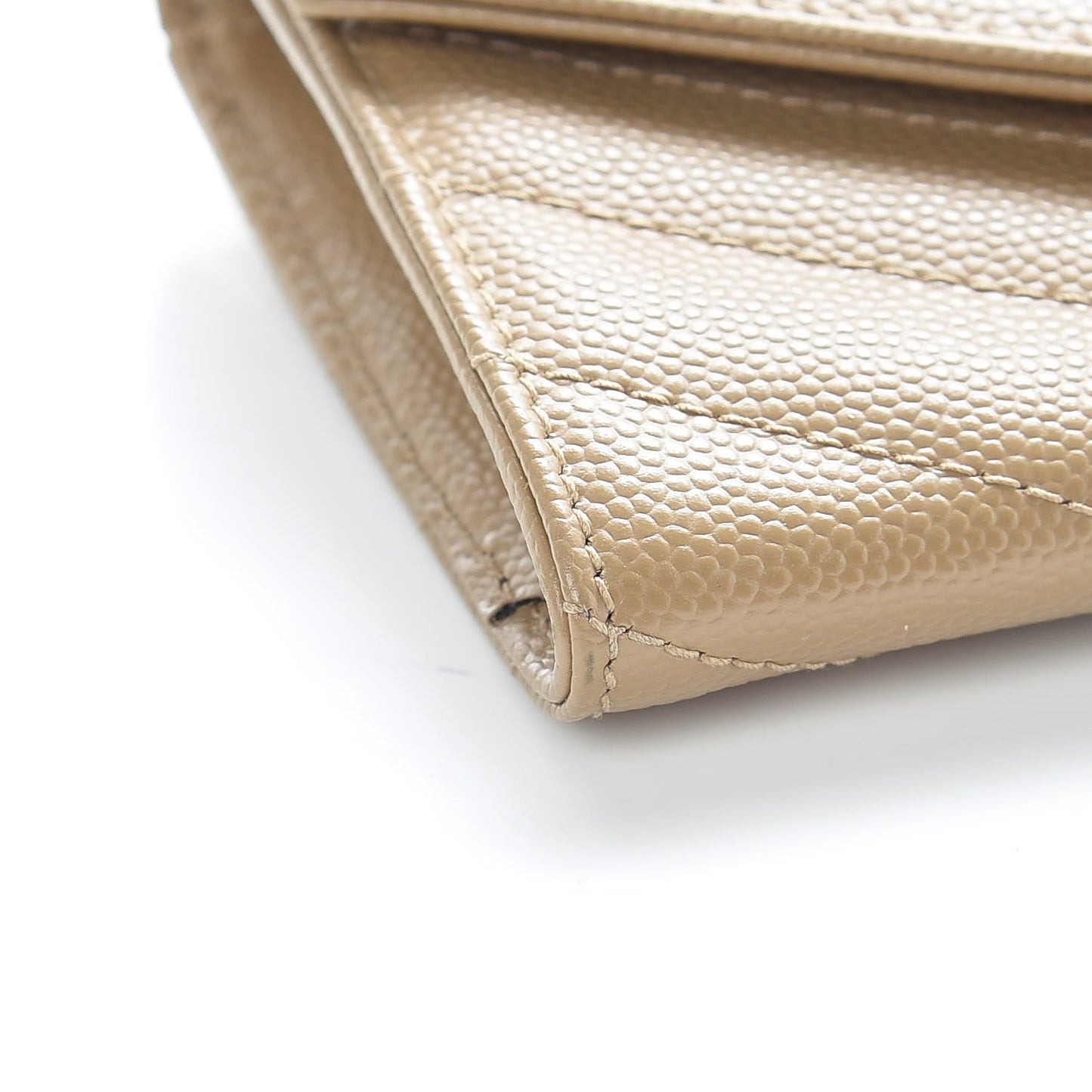 Grain De Poudre Matelasse Chevron Small Monogram Envelope Wallet Dark Beige