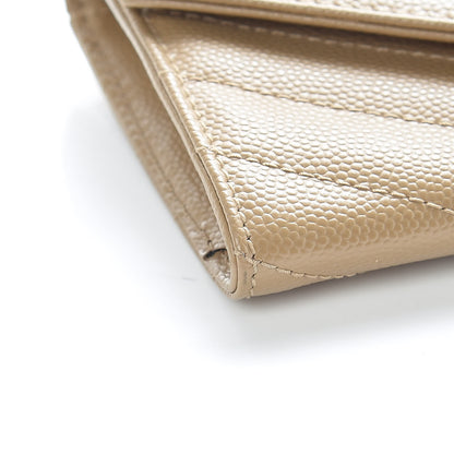 Saint Laurent Grain De Poudre Matelasse Chevron Small Monogram Envelope Wallet Dark Beige 5 of 11