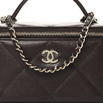 Chanel Caviar Quilted Top Handle Long Vanity Dark Brown 8 of 12