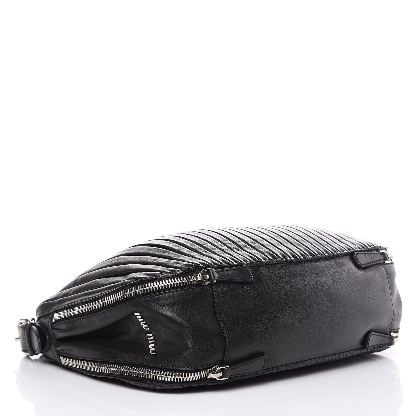 Lambskin Plisse Hobo Black