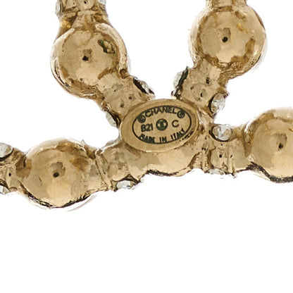 Chanel Pearl Crystal Nefertiti CC Earrings Gold 4 of 4