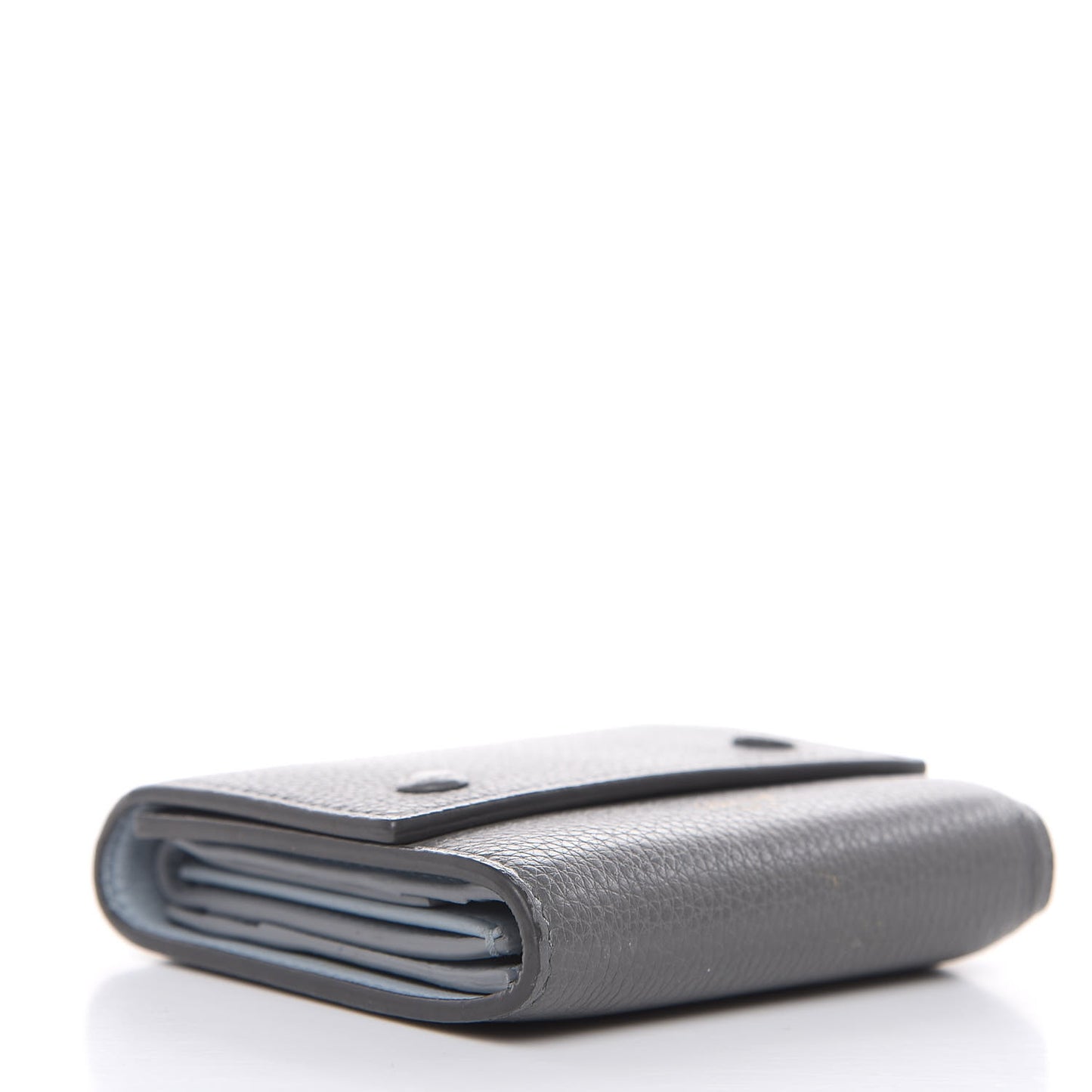 Drummed Calfskin Small Multifunction Folded Wallet Grey