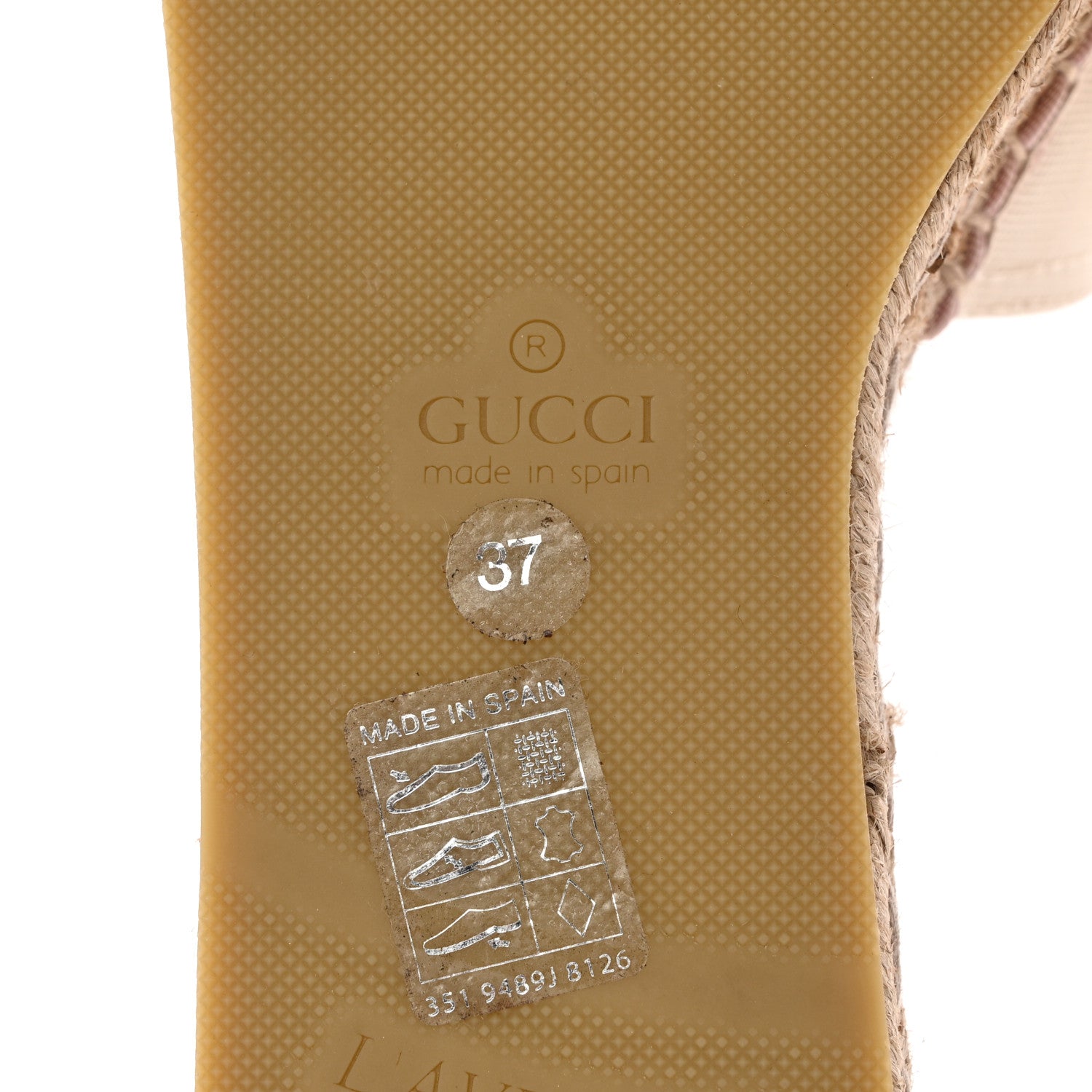 Gucci Canvas Interlocking G Espadrille Slide Sandals 37 Mystic White Shell 6 of 12