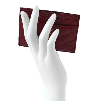 Saint Laurent Grain De Poudre Matelasse Chevron Monogram Credit Card Case Opyum Red 2 of 7