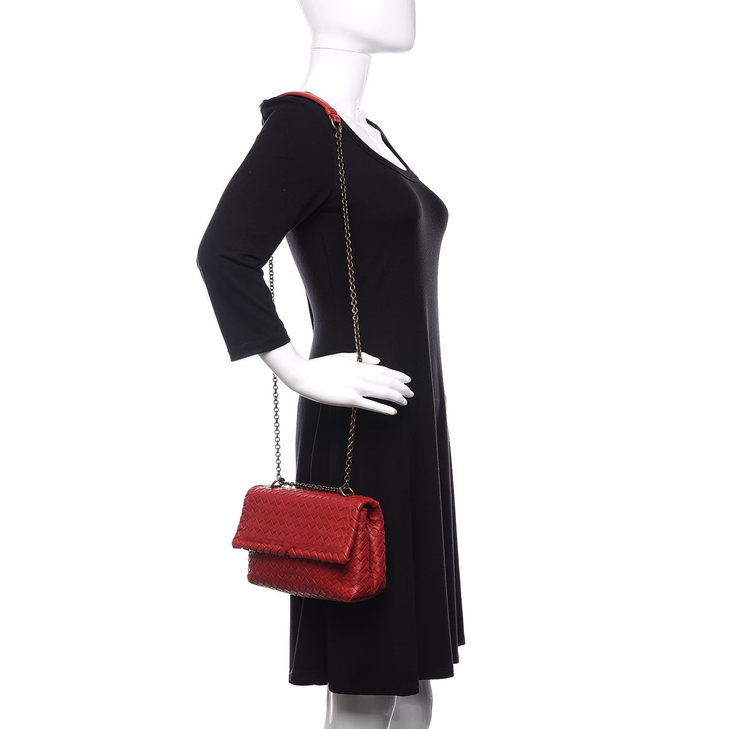 Nappa Intrecciato Baby Olimpia Shoulder Bag China Red
