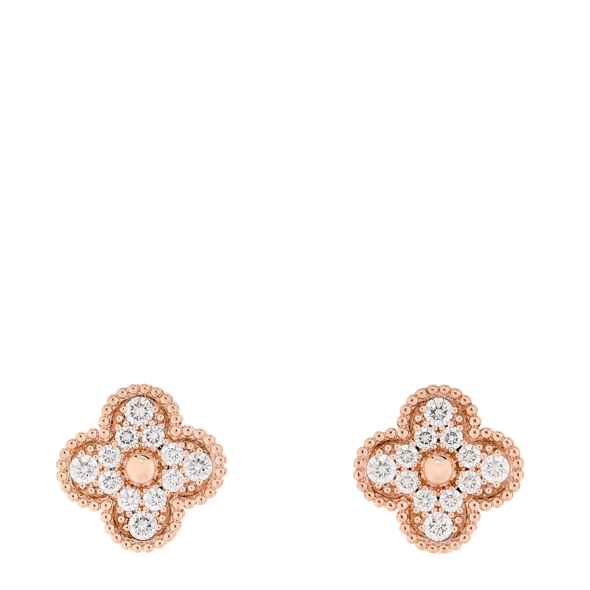 Van Cleef & Arpels 18K Rose Gold Diamond Vintage Alhambra Earrings 1 of 5
