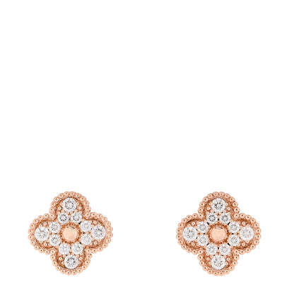 Van Cleef & Arpels 18K Rose Gold Diamond Vintage Alhambra Earrings 1 of 5