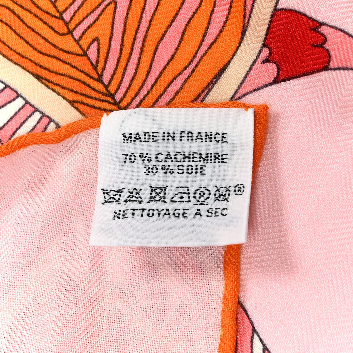 Hermes Cashmere Silk Point D'Orgue Shawl 140 Rose Pale Orange Vert 3 of 5