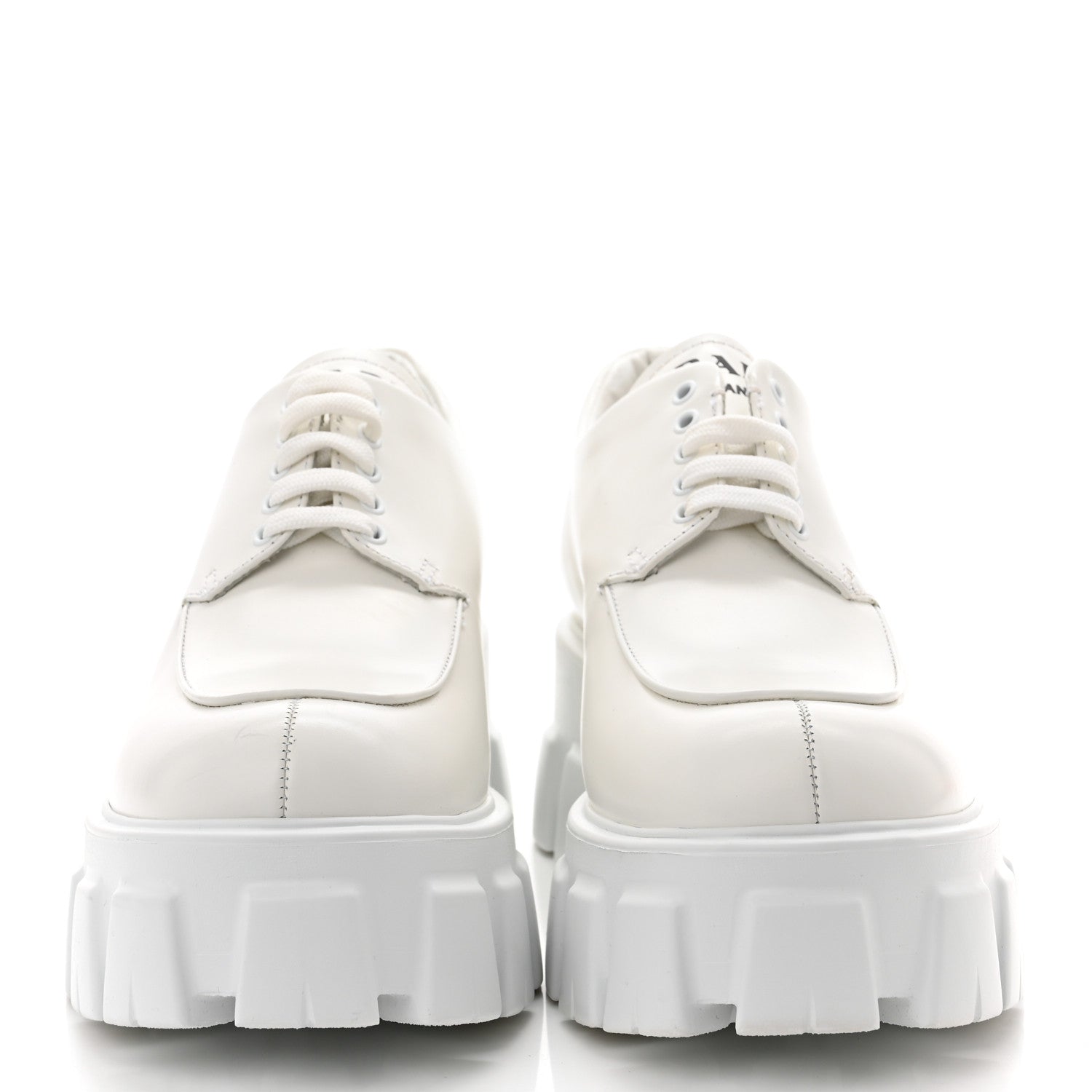 Prada Spazzolato Rois Monolith 55mm Derby Loafers 38.5 White 2 of 10
