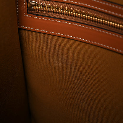 Celine Triomphe Canvas Calfskin Horizontal Cabas Tan 12 of 15