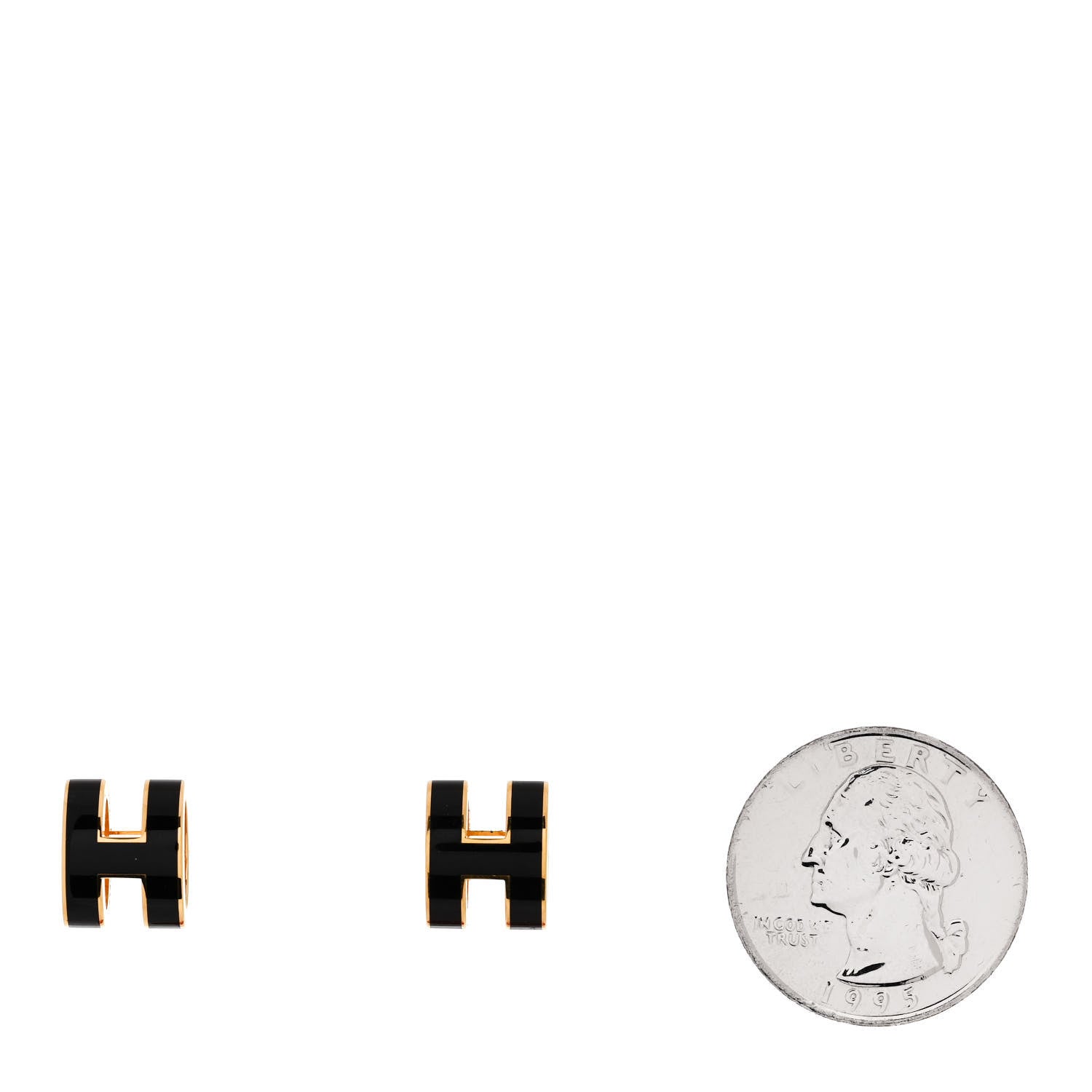 Hermes Gold Lacquered Mini Pop H Earrings Black 2 of 6