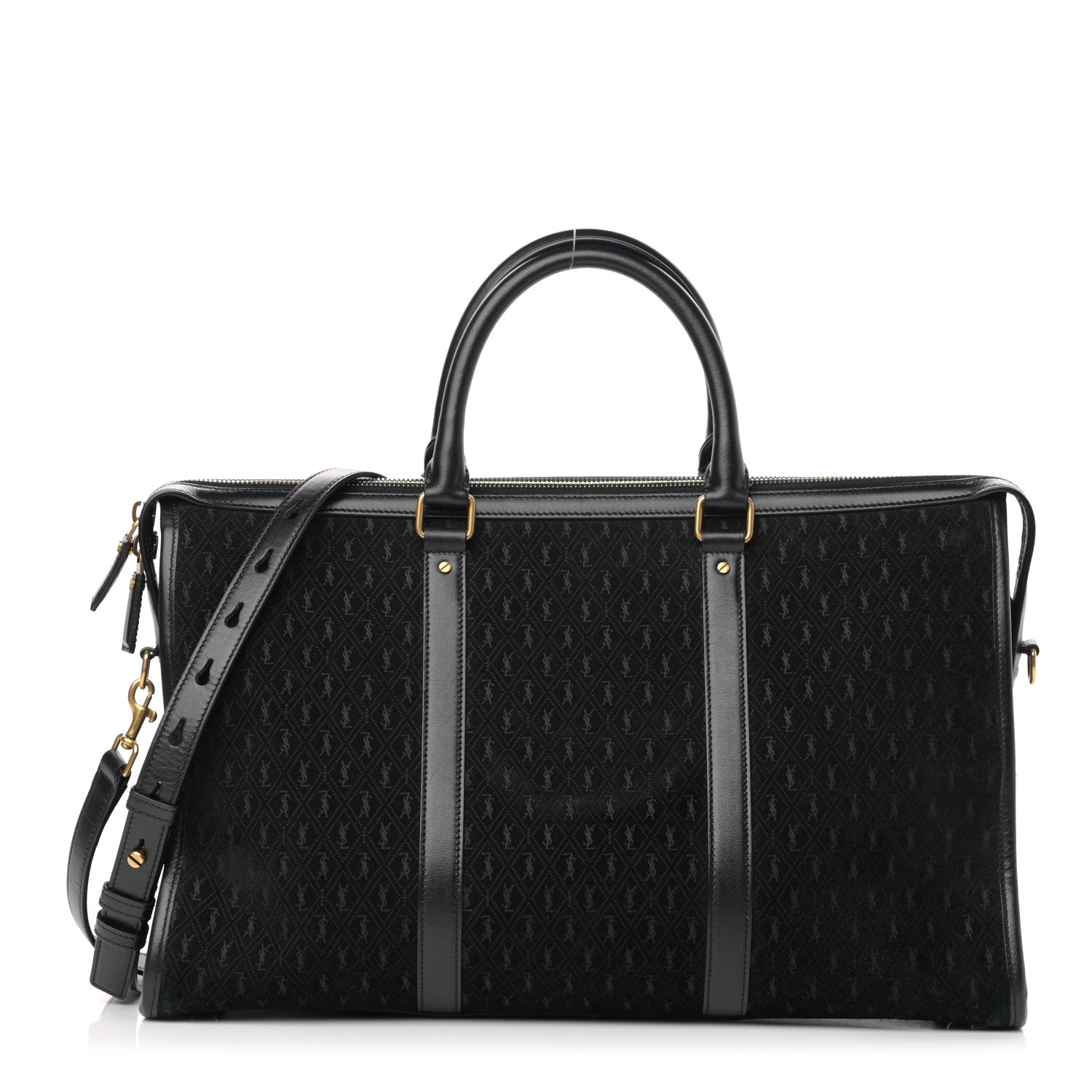 Saint Laurent Suede All-Over Monogram Medium Le Monogramme Duffle Black 2 of 24