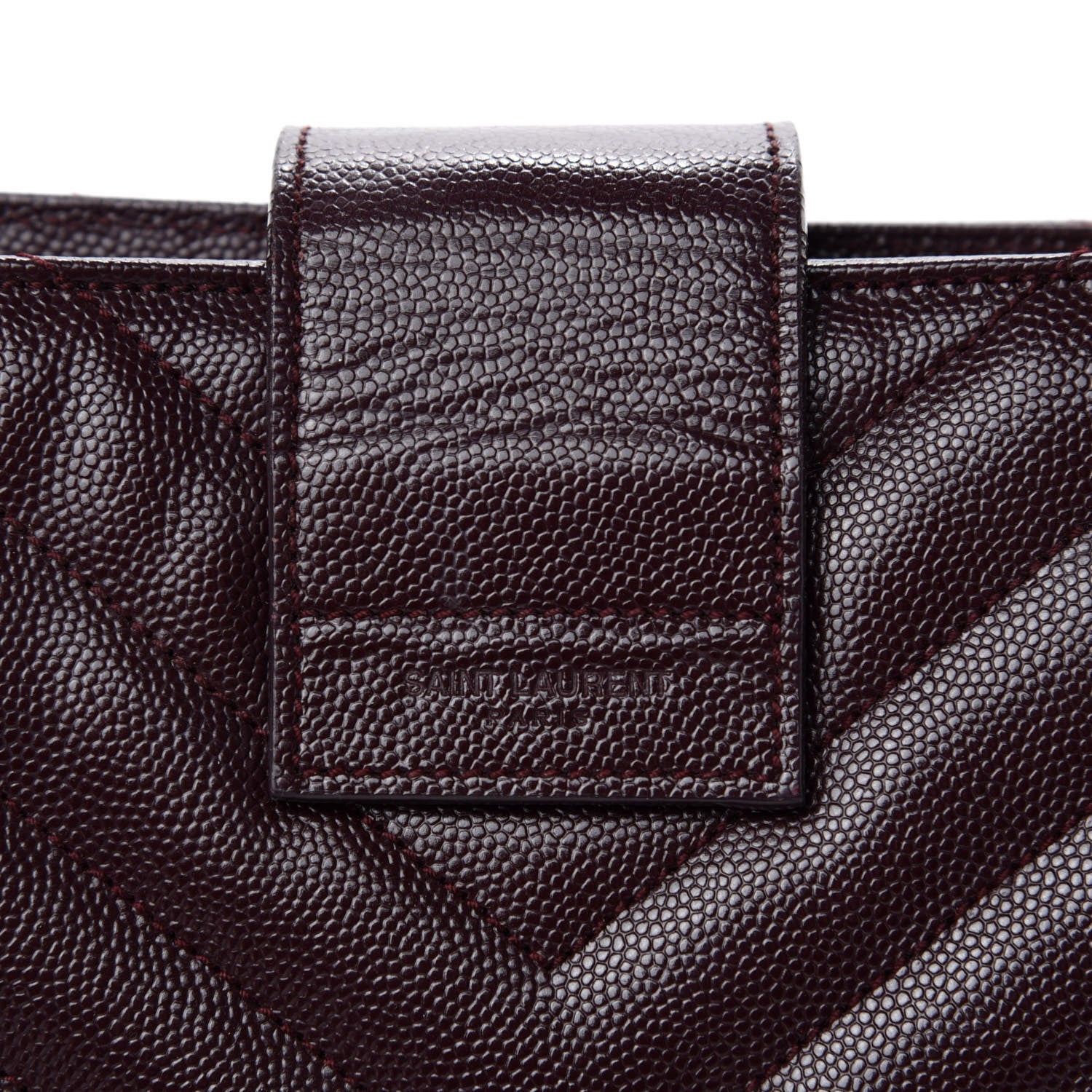 Saint Laurent Grain de Poudre Matelasse Chevron Large Monogram Shopping Bag Amarena 17 of 21