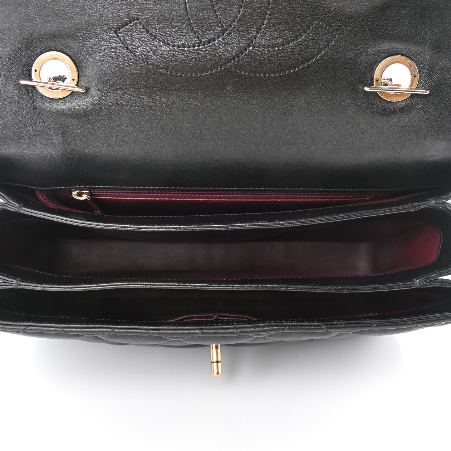 Lambskin Quilted Medium Trendy CC Flap Dual Handle Bag Black