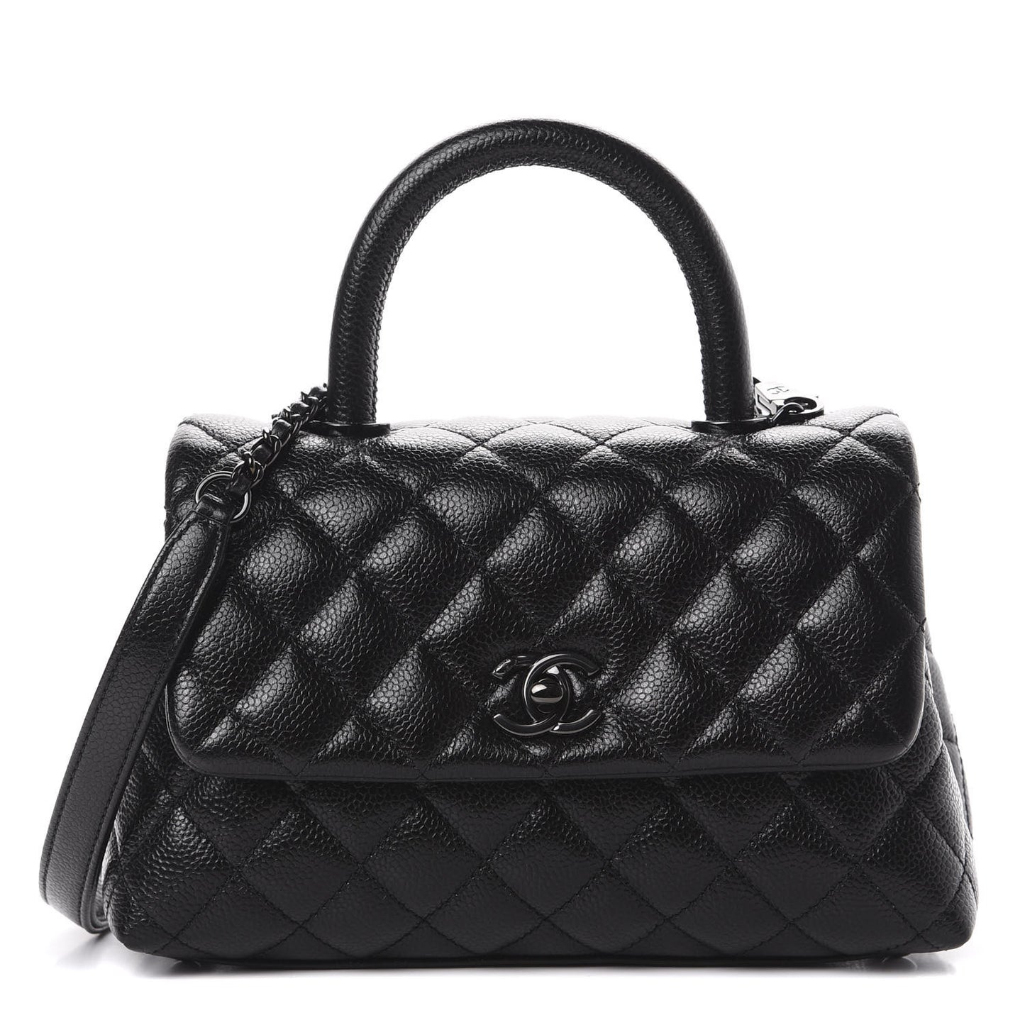 Caviar Quilted Mini Coco Handle Flap So Black