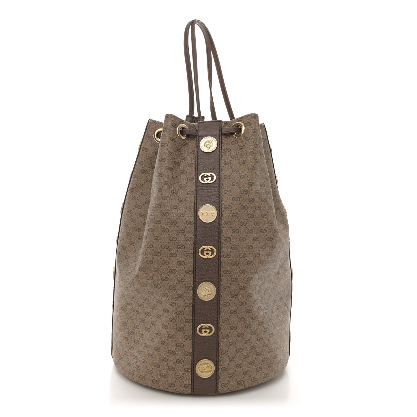 GG Supreme Monogram Drawstring Bucket Backpack Beige New Acero Crop