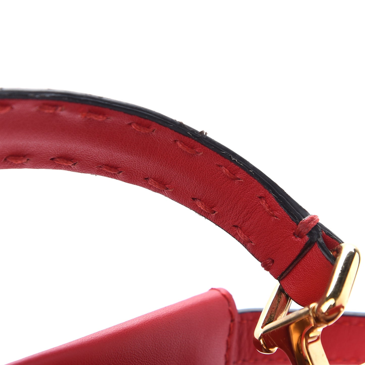 Vitello Seta Canvas FF Embroidered Mini Peekaboo Iconic Satchel Rosso Cardinale Multicolor