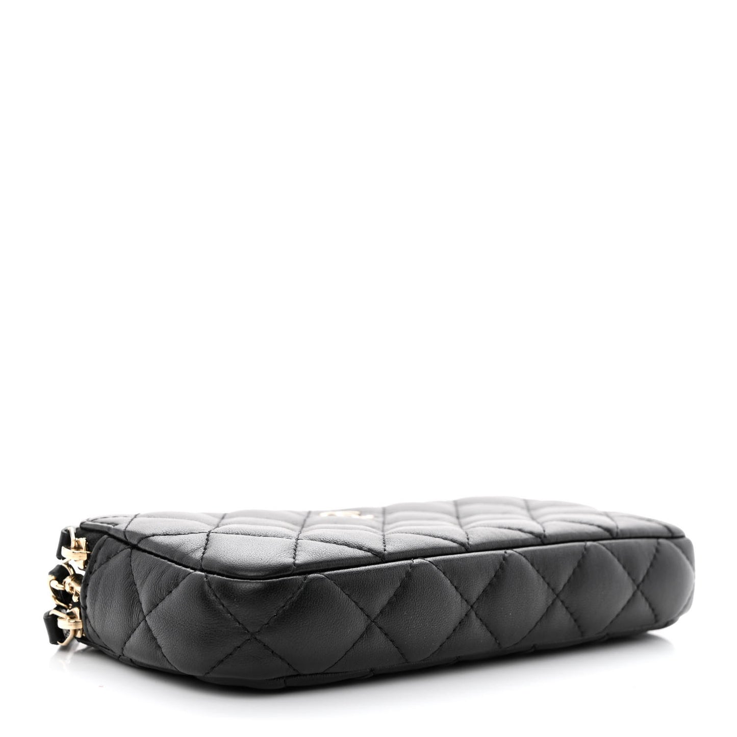 Lambskin Quilted Small Clutch With Chain Black