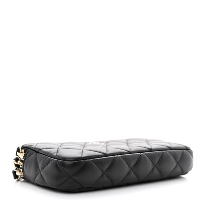 Chanel Lambskin Quilted Small Clutch With Chain Black 4 of 14