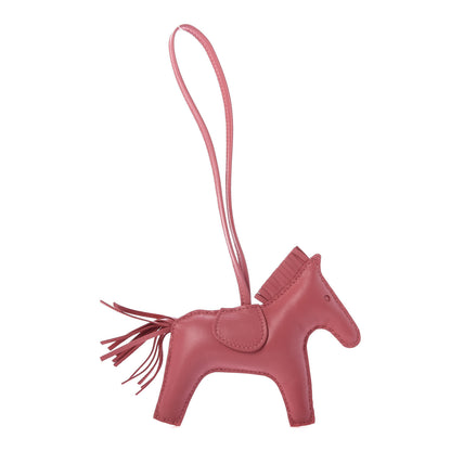 Hermes Milo Lambskin Grigri Rodeo Horse Bag Charm MM Rose Azalee 1 of 4