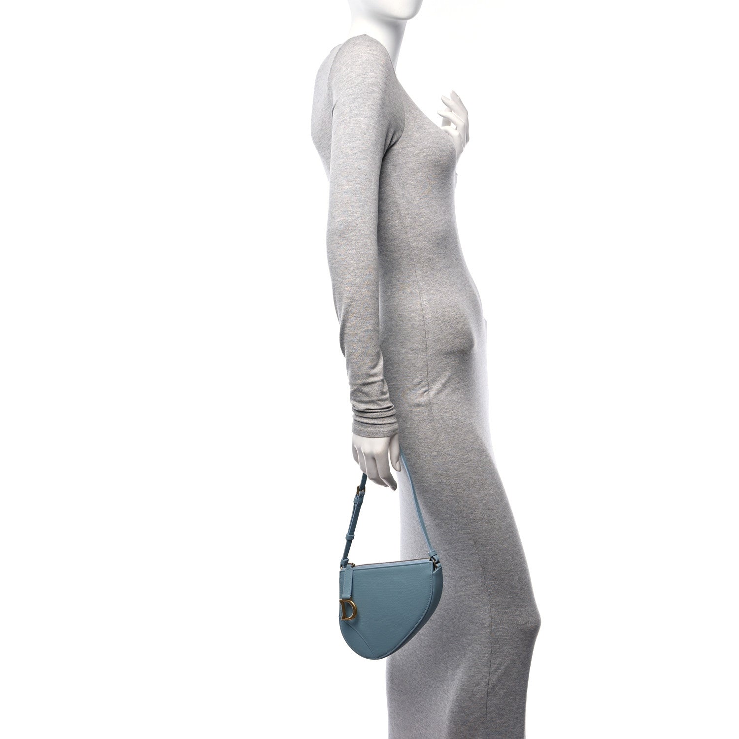 Christian Dior Goatskin Saddle Rodeo Pouch Light Blue 2 of 9