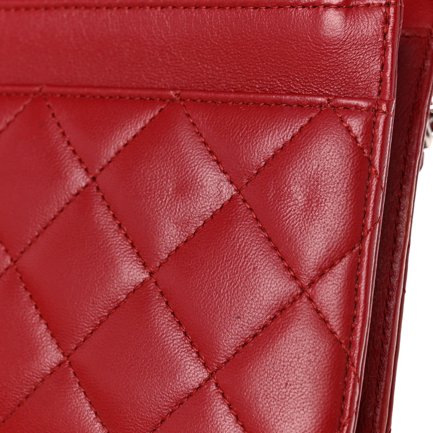 Chanel Lambskin Quilted Wallet On Chain WOC Red 12 of 12