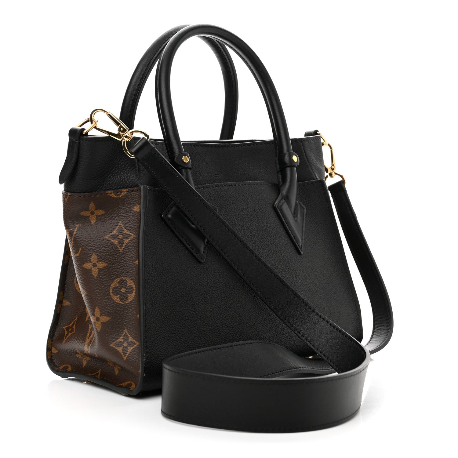 Louis Vuitton Calfskin Monogram On My Side PM Black 3 of 9