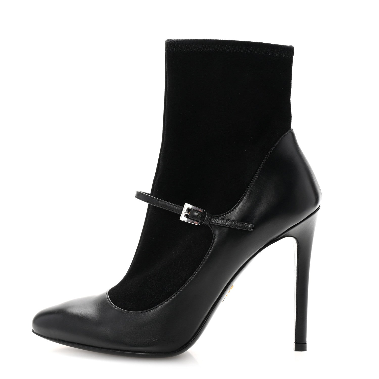 Prada Vitello Lux Camoscio Mary Jane Ankle Boots 36 Black 1 of 7