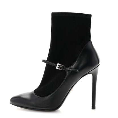 Prada Vitello Lux Camoscio Mary Jane Ankle Boots 36 Black 1 of 7