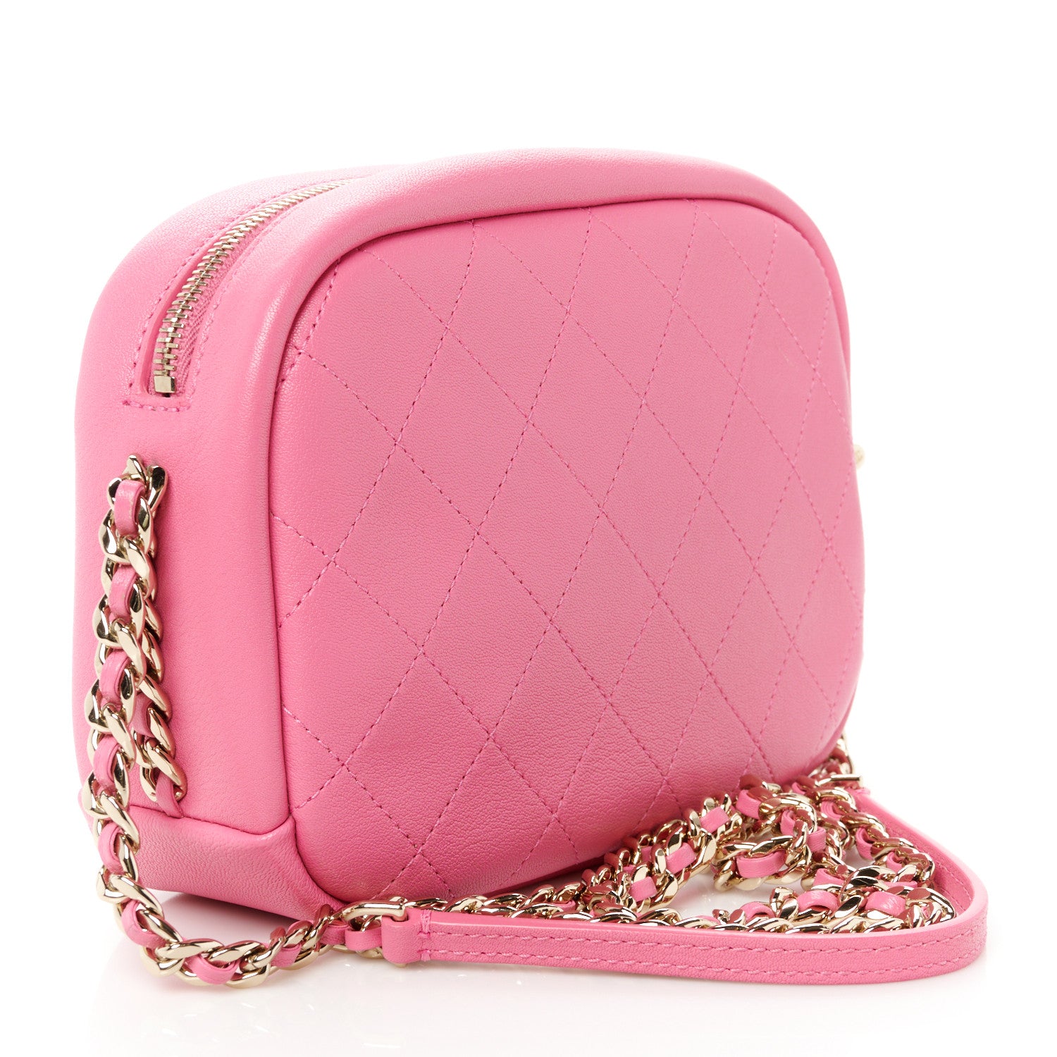 Chanel Goatskin Quilted Medium Casual Trip Camera Case Pink 3 of 10