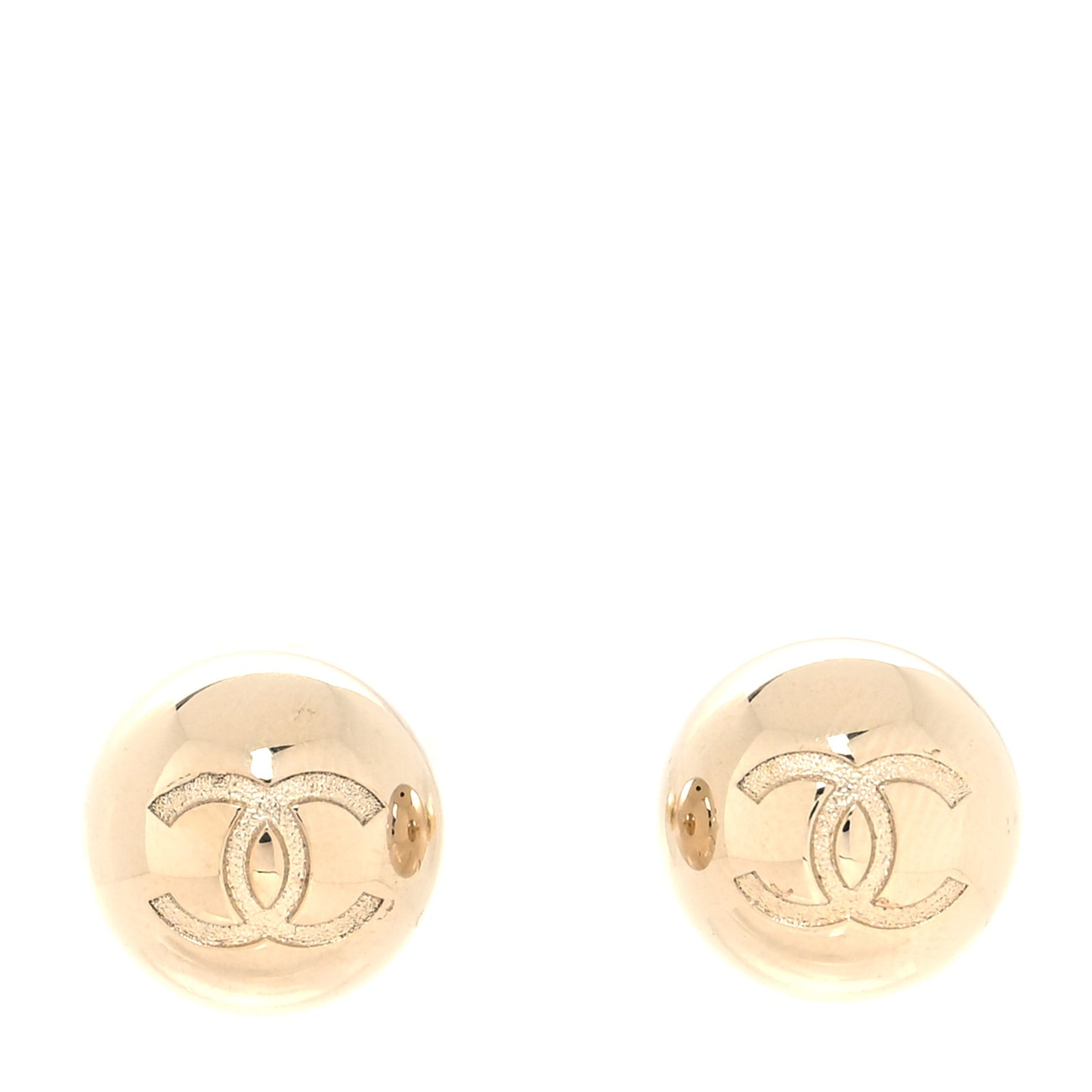 Metal Bead CC Stud Earrings Gold